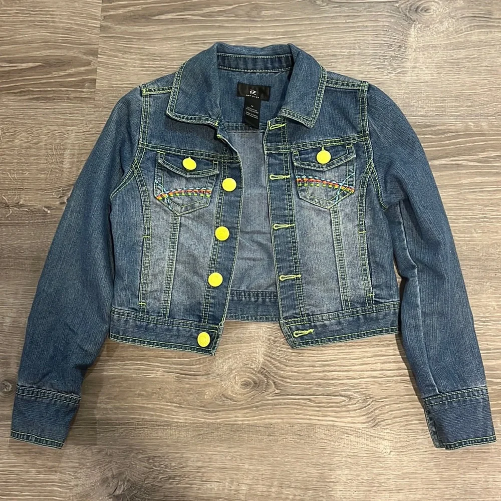 2000’s Kids IZ Amy Byer Jean Jacket Neon Stitching